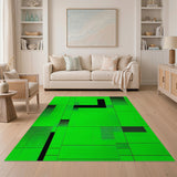 Geometric Modern Green Vibrant Green Geometric Grid Area Rug