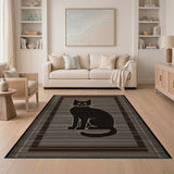 Grey Black Cat Silhouette Area Rug