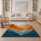 Layered Sunset Mountains Area Rug