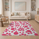 Floral Vintage Whimsical Pink Floral Pattern Area Rug