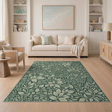 Sage Green Leaf Vine Floral Area Rug