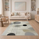 Geometric Modern Beige and Neutral Abstract Geometric Beige Grey Area Rug