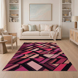 Geometric Modern Pink Vibrant Pink Geometric Area Rug