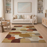 Geometric Modern Abstract Area Rug in Warm Multi-Colors