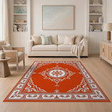 Traditional Persian Orange Vibrant Orange Persian Medallion Area Rug