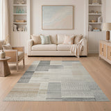 Geometric Modern Abstract Geometric Beige Grey Area Rug