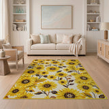 Vibrant Yellow Sunflower Meadow Area Rug