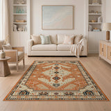 Traditional Persian Terracotta Persian Medallion Area Rug