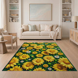 Floral Vintage Vibrant Sunflower Meadow Area Rug