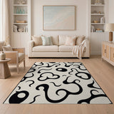 Abstract Black Organic Shapes Area Rug