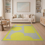 Yellow Geometric Circles Abstract Area Rug