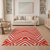 Red Bold Red Chevron Geometric Area Rug