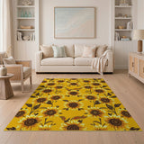 Floral Vintage Vibrant Yellow Sunflower Floral Area Rug