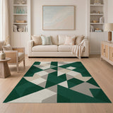 Geometric Modern Green Emerald Green Geometric Abstract Area Rug
