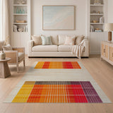 Vibrant Multi-Color Geometric Grid Geometric Modern Area Rug