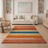 Vibrant Multi-Color Striped Southwestern Area Rug