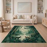 Misty Forest Deer Family Area Rug