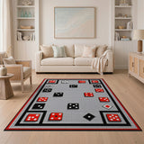 Multi-color and Patterns Red Black Dice Grid Area Rug