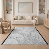 Ethereal Grey Abstract Organic Shapes Rug