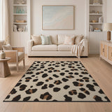 Leopard Print Cream Area Rug