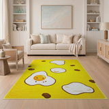 Cute Smiling Fried Egg Yellow Area Rug