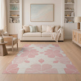 Abstract Pink Floral Area Rug