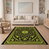 Luxe Black Gold Mandala Persian Rug