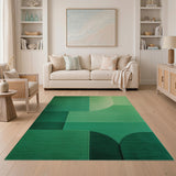 Vibrant Green Geometric Modern Area Rug