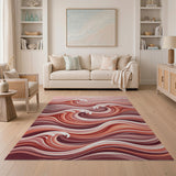 Pink Sweeping Pink Waves Abstract Area Rug