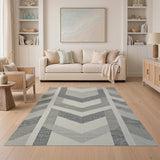 Grey Modern Grey Chevron Geometric Area Rug