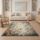 Vintage Peach Blossom Butterfly Floral Rug