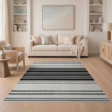 Bold Black White Striped No. 38 Area Rug