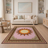 Geometric Modern Pink Sunburst Geometric Area Rug