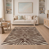 Brown Zebra Stripe Geometric Area Rug