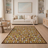 Brown Tan Textured Circles Area Rug