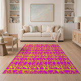 Geometric Modern Vibrant Pink Yellow Geometric Area Rug