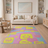 Kawaii Smiley Faces Rainbow Area Rug