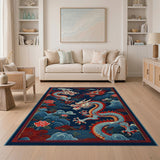 Twin Dragons Lotus Clouds Area Rug