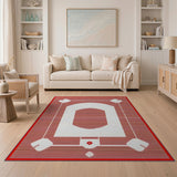 Red Pixel Baseball Stadium Area Rug