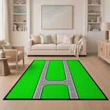 Green Highway Interchange Geometric Area Rug