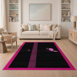 Pink Cosmic Abstract Area Rug with Moon Saturn