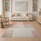Coral Plaid Geometric Area Rug