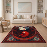 Red Yin-Yang Persian Area Rug