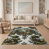 Ornate Pastoral Village Scenes Area Rug