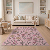 Vintage Pink Daisy Bloom Area Rug
