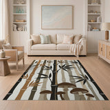 Bamboo Grove Mushroom Silhouette Area Rug