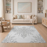 Intricate Black White Floral Line Art Area Rug