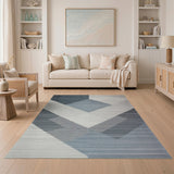 Blue and Teal Geometric Modern Modern Geometric Blue Grey Area Rug