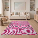 Bold Pink Wavy Line Area Rug