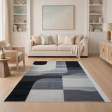 Geometric Modern Abstract Black White Geometric Area Rug